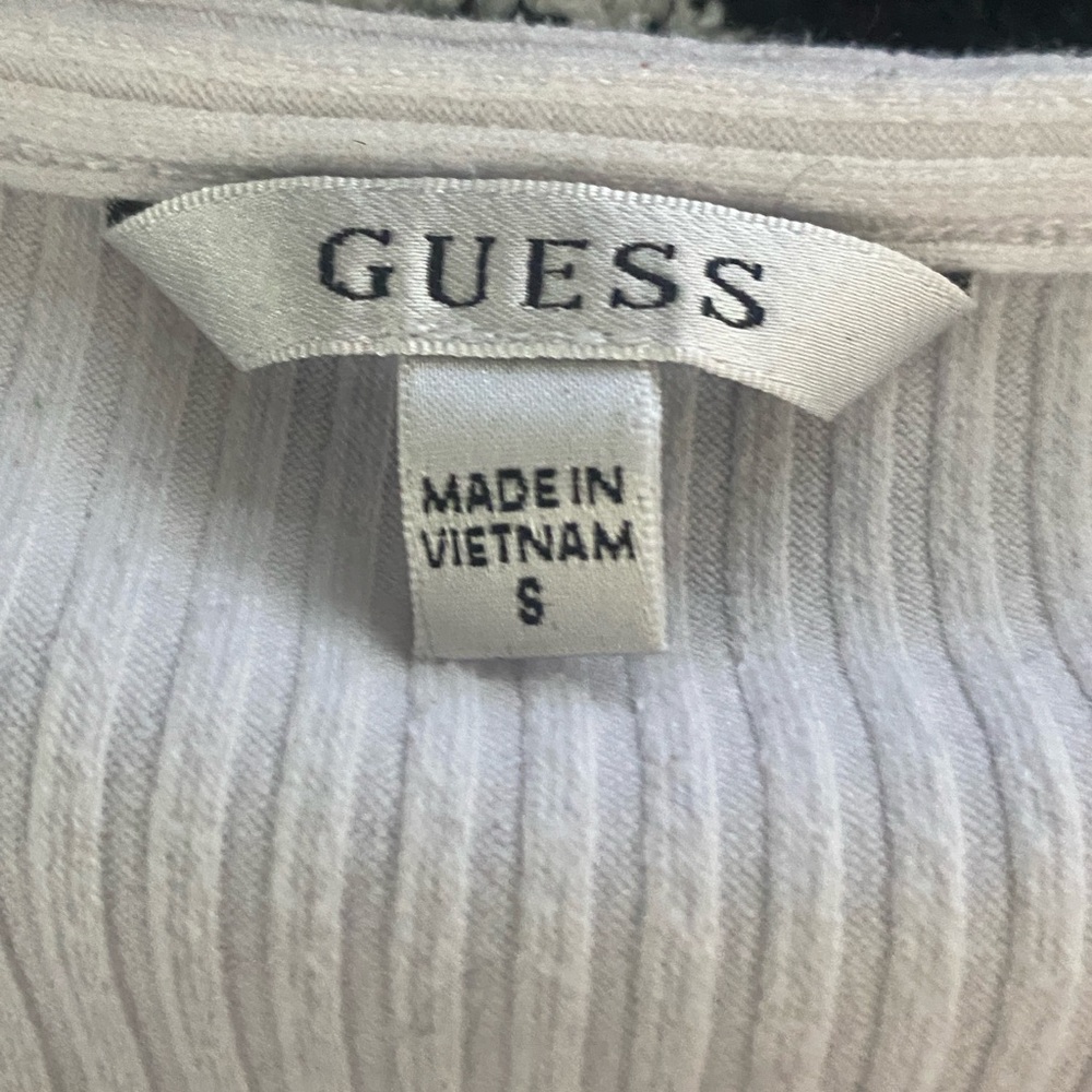 GUESS Women's Ribbed White Top - Picture 2 of 3